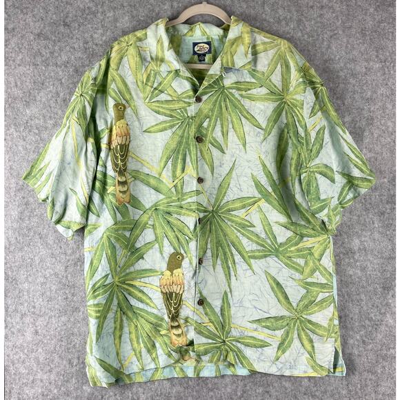 Tommy Bahama Other - Tommy Bahama Linen Camp Shirt Mens XL Button Up Tropical Parrot Aloha Hawaiian